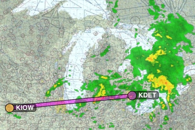Iowa City to Detroit Metro, hoping the storms will move
